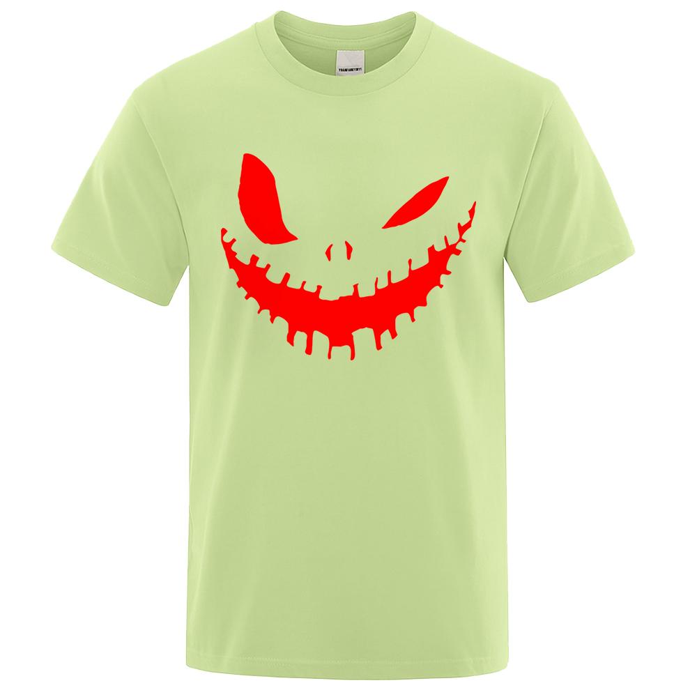 Terrifying Cartoon Demon Smile Print Clothing Men Women High Quality T-Shirt Summer Cotton T-Shirts Oversized Loose Tops Couple