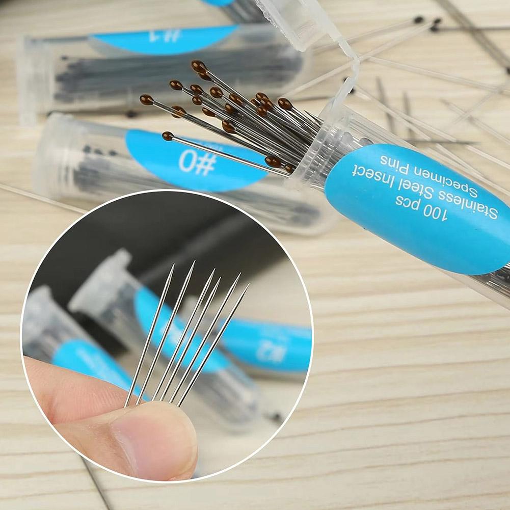 100pcs Stainless Steel Specimen Pins Insect Pins  For School Lab Education Entomology Body Dissection Positioning Insect Needle
