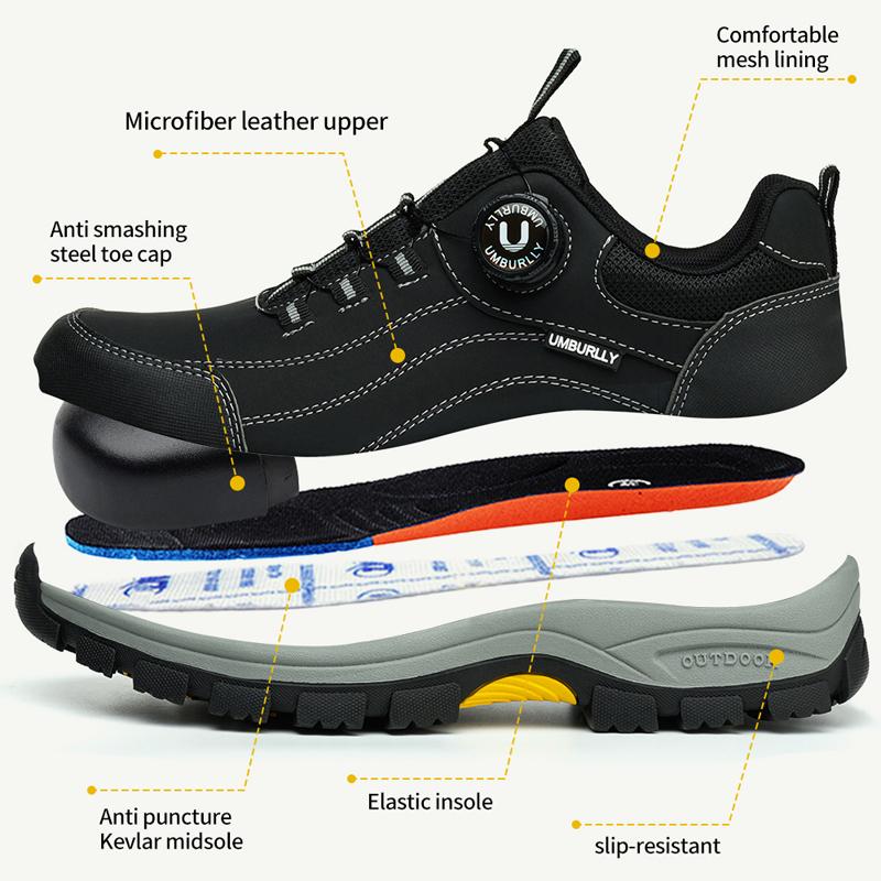 Rotating Button Men Safety Shoes Fashion Sneakers Steel Toe Shoes Work Boots Puncture-Proof  Indestructible Shoes Protection