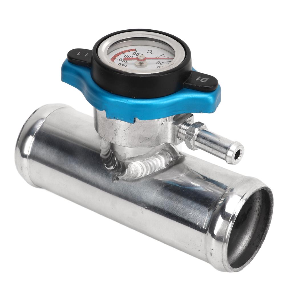 Radiator Inline Filler Neck 38mm 1?12in OD with Temp Display Cap T6061 Aluminum Polished Surface