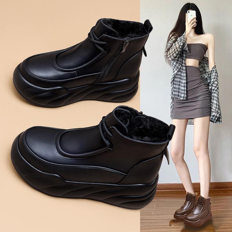 Spot Snow Boots Women's Winter Casual Fashion Versatile Low-top Thick-soled Thick Velvet Warm Short Boots Side Zipper Women's Boots