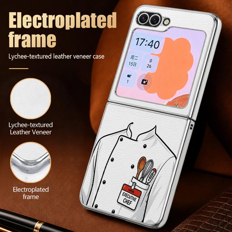 Cute Nurse Uniform Print Case For Samsung Z Flip 8 7 6 5 Luxury Plating Leather Skin Folding Phone Cover For Galaxy Z Flip8 Flip7 Flip6