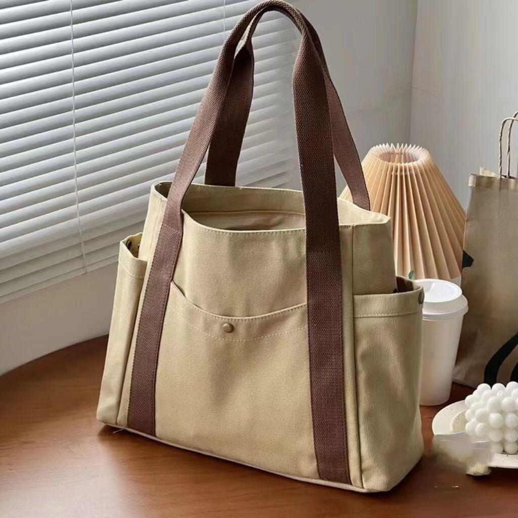 Large Capacity Canvas Tote Bags for Work Commuting Carrying Bag College Style Student Outfit Book Shoulder Bag