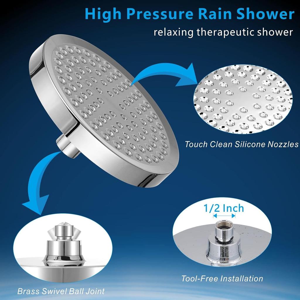 High Pressure Rain Shower Head with Arm - High Flow Rainfall Showerhead - Luxury Modern Look - Pressure Boosting