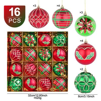Galvanisiertes Speziell Geformtes Weihnachtskugel Dekoratives Anhänger Set 16 Stück, Weihnachtsatmosphäre Anhänger Geschenkbox