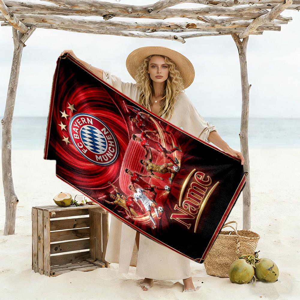 Bayern Munich Fan Gear Personalized Name Beach Towel Super Soft Microfiber Quickdry Fabric Suitable for Swimming Gym Camping Yoga Vacation