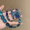 Elegant Rhinestone Geometric Earring and Necklace Set with Color Block Design