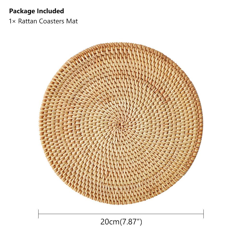 Hand Woven Round Natural Rattan Placemat Drink Coasters Cup Table Mat Non-slip Hand Woven Round Natural Rattan Placemat Drink Coasters Cup Table Mat Non-slip