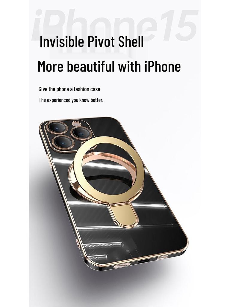 iPhone 17 Pivot Magnetic Case: Electroplated Solid Color, Full Coverage Anti-Fall Protective Case for Apple 16E/15 Pro.