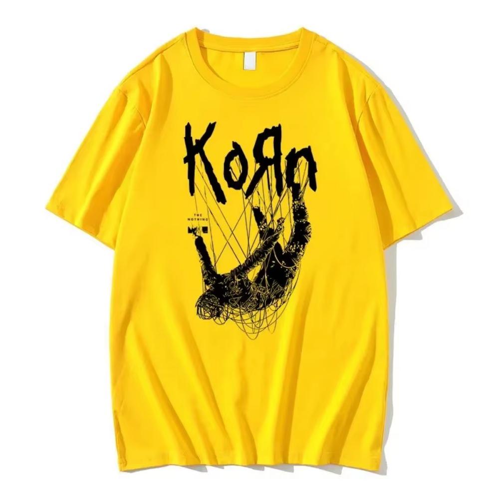 American Singer Band Korn Print Graphic T-shirt Summer Short Sleeve Tees Tops Streetwear Casual Pure Cotton T Shirts Men's