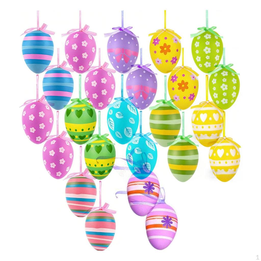 24 Pieces Easter Decoration Eggs 6x4cm Tree Basket Ornaments for Window Party Home