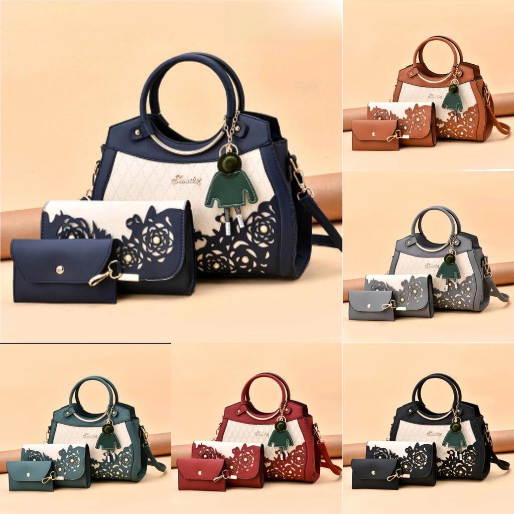 Fashion Flower Pattern Handbag With Inner Zipper Pocket And Crossbody Strap For Women