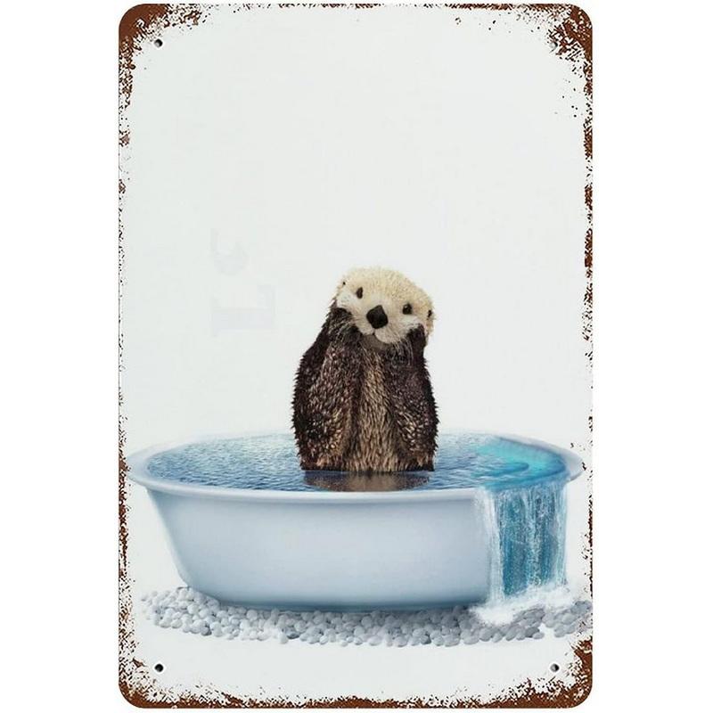 Retro Metal Tin Signs Cat Dog Bath Soap Wash Your Paw Bubble Posters Vintage Toilet Cave Bar Home Bathroom Wall Decoration Signs