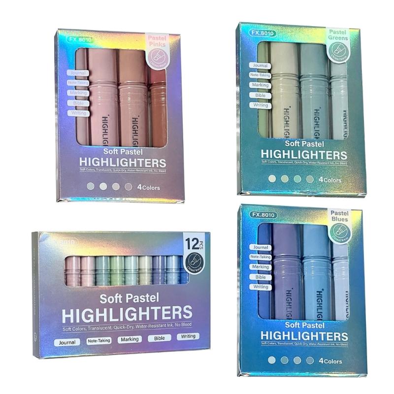 Soft Pastels Highlighter Markers, Chisels Tip Quick Dry Ink for Study Note Journaling and Clean Paper Page Marking