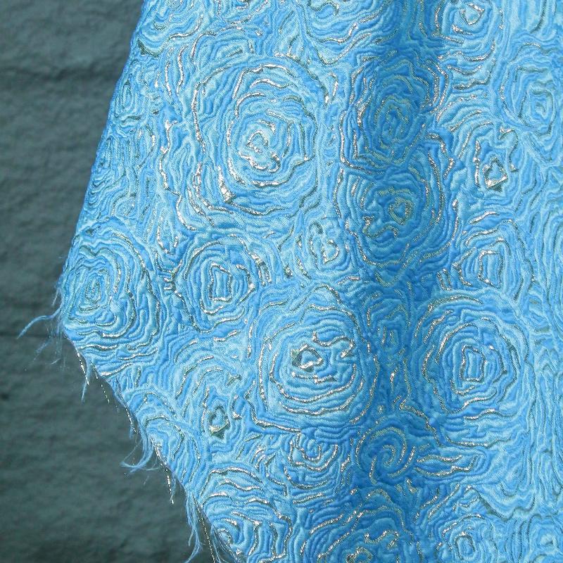 

50/100cm Blue Green Metal Wire 3D Jacquard Fabric Fashion Designer Art Apparel Cloth for DIY Sewing Coat Dress Cheongsam 50x145cm синий