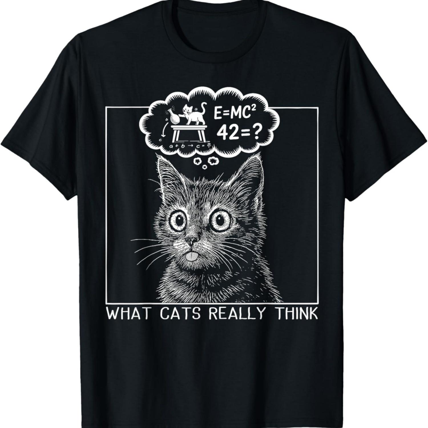 Funny Physics Cat What Cats Really Think Nerd Humor T-Shirt S