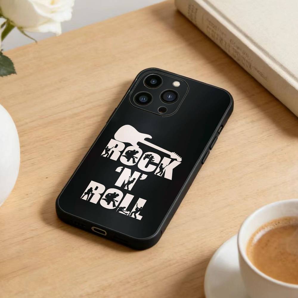 ROCKSTAR Phone Case For iPhone17,16,15,14,13,12 Plus,Max Soft Silicone Black Cover