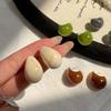 Korean Brown Resin Water Droplets Earrings for Women Girls Vintage C-Shape Teardrop Geometric Earrings Zircon Brincos Gift