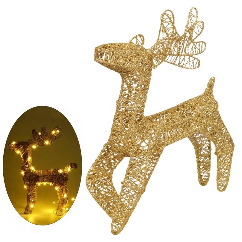

Christmas Deer Figurine with Led Light Reindeer Dining Room Decoration Supplies золотой