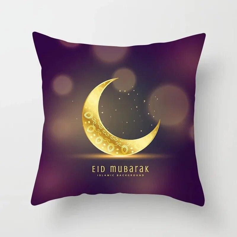 45cm*45cm Islamic Eid Mubarak Decoration Home Purple Pillowcase Ramadhan Decoration Sofa Muslim Mosque Decoration Cushion Cover