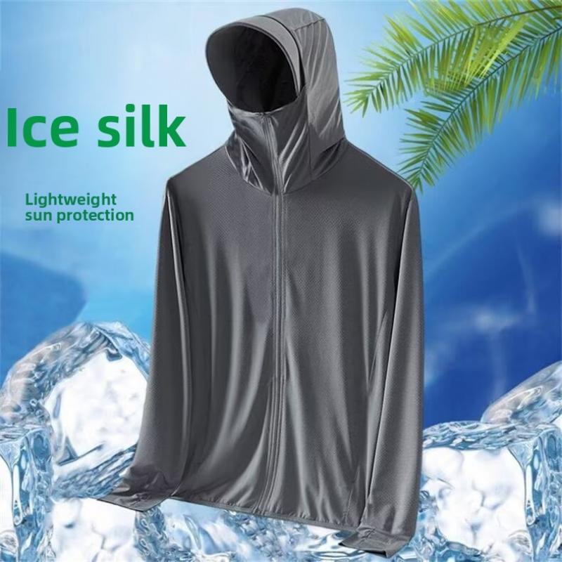New 2026 Men's Summer Ice Silk Sunscreen Jacket, UV Protection, Outdoor Thin Breathable Lightweight Sunscreen Clothing