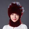 Fur Hat Winter Female Warm Scarf Mother Middle Aged Thickened Rex Rabbit Hair Hat Female Autumn and Winter