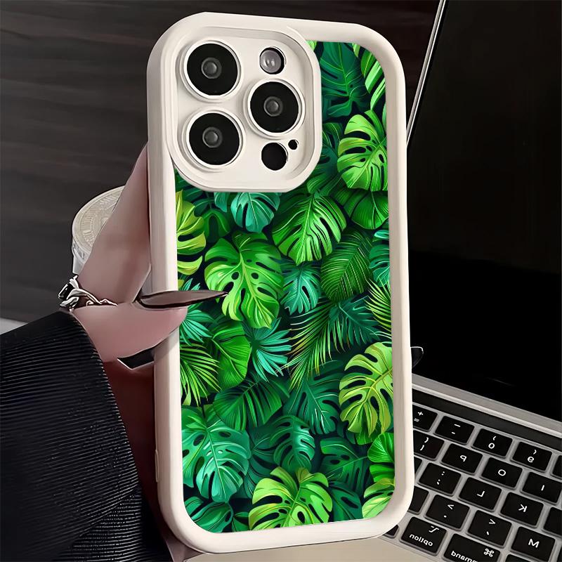 Phone Case for iPhone 17 Air 16E 15 16 Pro Max Summer Plants Green Leaf Cover 14 Plus 13 12 Mini Soft Shell Silicone Fundas