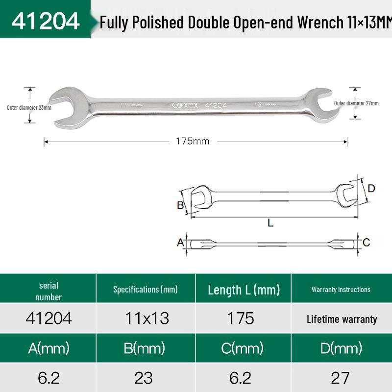 SATA Double-Headed Open-End Spanner Set: 8/10/12/14/17/19/22mm Fixed Forked Wrench