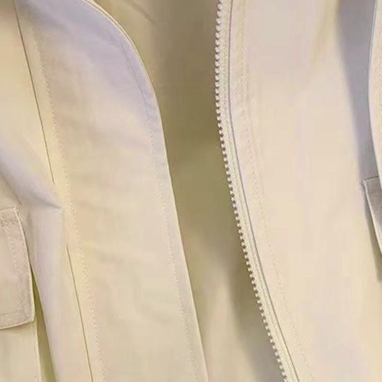 Dames Cargo Jas Capuchon Los Effen Kleur Jas Lange Mouwen Rits Korte Type Trekkoord met Zakken Dunne Dames Pendel Reizen Jas