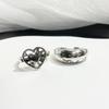 Personality Light Luxury High Sense Retro Dyed Black Love Open Ring Women'S Minimalist Index Finger Ring Niche Design Ring Women