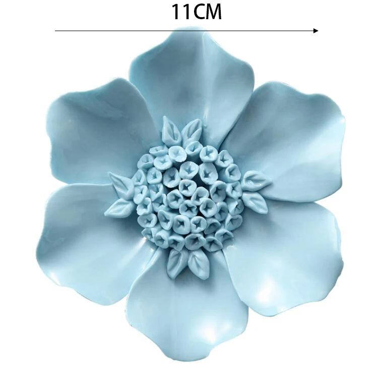 Chinese Blue Peony Rose Ceramic Flower Wall Mural Ornaments Home Livingroom Wall Sticker Decoration Club Hall Store Wall Hanging