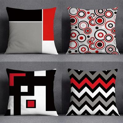 Red Geometric Pattern Decorative Pillowcase Fashion Sofa Chair Car Cushion Cover Bedroom Room Home Decor Embrace
