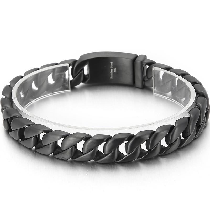 Pánský náramek 12 mm široký řetízek z nerezové oceli s přívěsky na ruku pro muže, vintage pánské šperky, doplňky