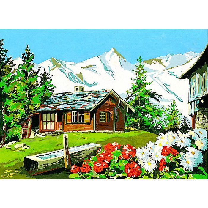 Canevas antique A la montagne 45x60cm