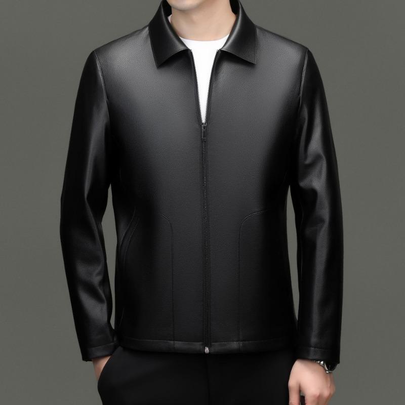 Men's Genuine Leather Jackets Men's New Autumn and Winter Dad Clothes Middle-aged Men's Leather Jackets