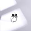 Stylish Adjustable Double Pearl Ring with Tahiti Black and White Asymmetrical Shell for Women