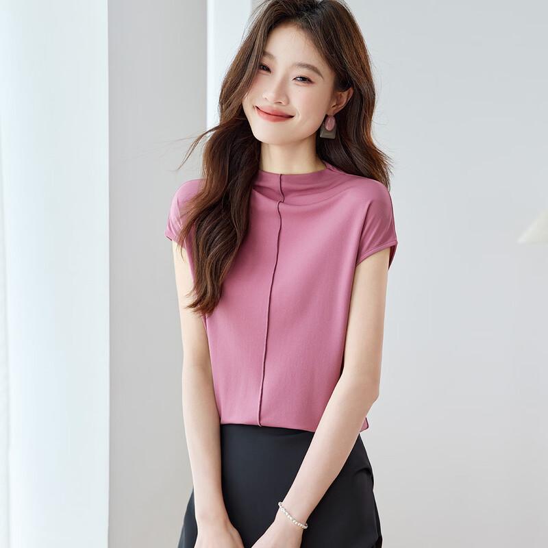 Srcr Women's 100% Mulberry Silk Short-Sleeve T-Shirt
