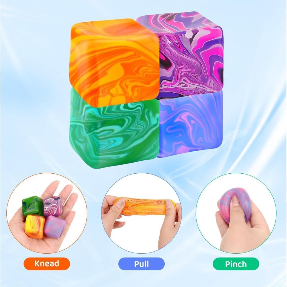 4Pcs Needoh-Nice Squishy Toys for Stress Relief, Ice Cube Stress Relax Fidget Toys, Sensory Fidget Toys, Squeeze Balls for Autism Anxiety Relief, Nic