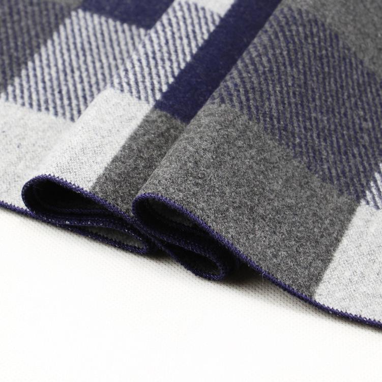 Winter 2026 Men's Fashion Jacquard Plush Scarf - Versatile Imitation Wool Plaid Neck Gaiter.