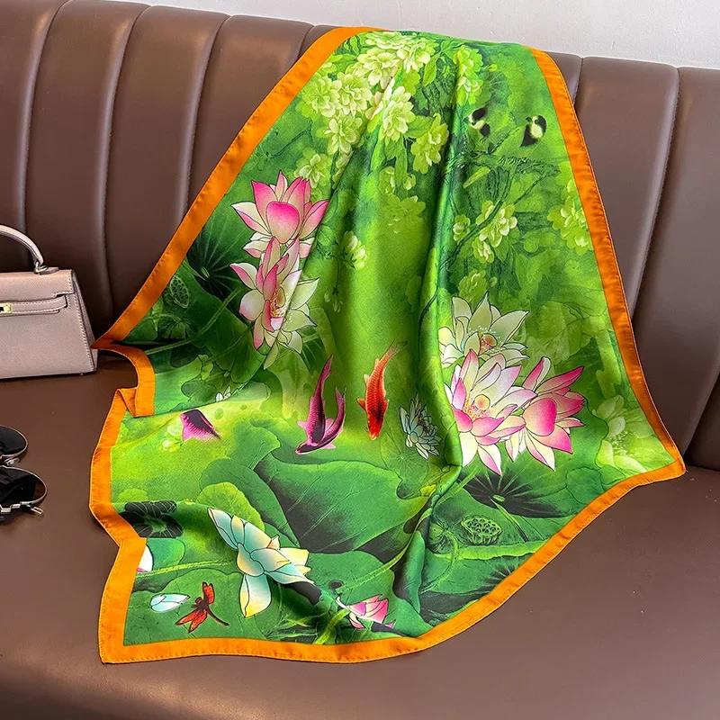 Fashion Scarves for Women Shawl Horse Print Silk Satin Hijab Scarf Female 70*70cm Luxury Brand Square Shawls Scarfs For Ladies