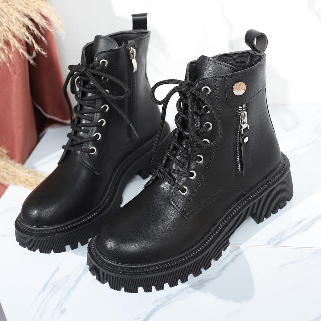 2025 autumn new popular British thick-soled heightening Martin boots women's lace-up with skirt versatile short boots children