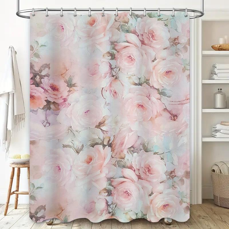 Vibrant Purple Lavender Blue Watercolor Shower Curtain For Bathroom Decor Printed Plastic Fabric Waterproof Bath Mat Cover Size