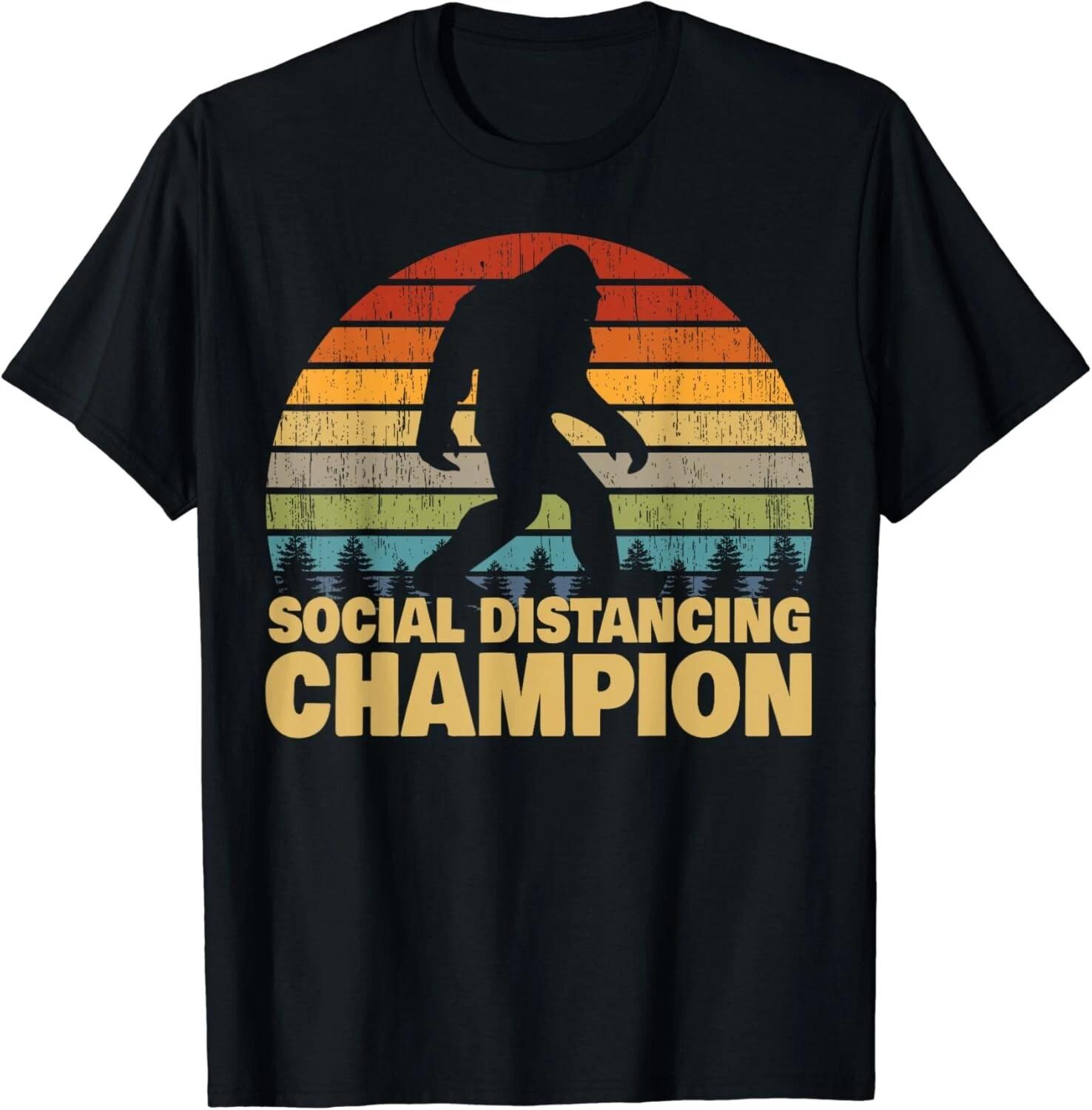 Social Distancing Champion Trendy Meme Funny Bigfoot Gift Unisex T-Shirt M