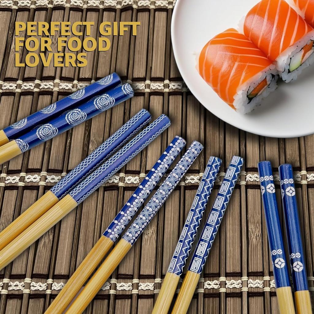 Premium Quality Bamboo Chopsticks Set, Eco-friendly & Reble Sushi Utensils, Lightweight Natural Bamboo for Asian Dining ,Ideal Gift for Food Lovers