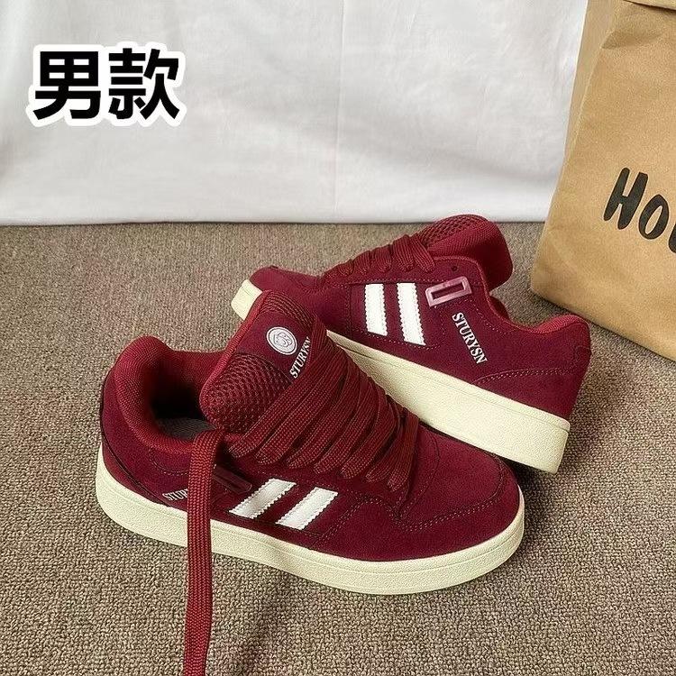 Hong Kong-stil herresko burgunder brødsko herre inn tide 2024 høst retro ny street style allsidige avslappede boardsko