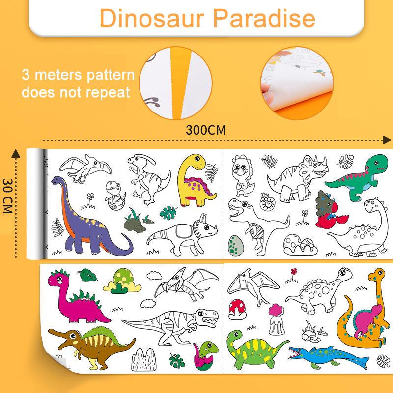 Children Drawing Roll Diy Sticky Color Filling Paper Coloring Paper Roll For Kids Diy Painting Drawing Early Educational Toys