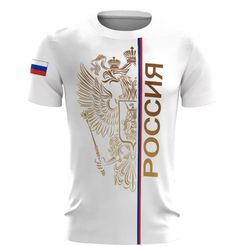 Summer Russian Men's T-shirt 3d Russian Flag Short-sleeved T-shirt Men's T-shirt Men's Casual Ventilated Sportswear Shirt