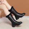 Winter Fleece-lined Non-slip Women's Mid-calf Boots Cotton Shoes Flat Bottom Warm Thickened Winter Shoes Leather Boots