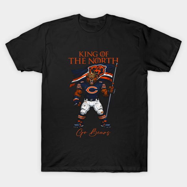 

Men Black Print T-shirt Chicago Bears Nfl 2025 King Of The North No-Cut Transfer Paper Print Cotton Tshirt 4XL чорний
