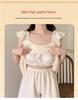 2026 Women's Cloud Cotton Camisole Pajama Set with Built-in Bra, Princess Style
